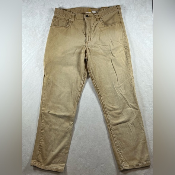 Carhartt 34W 30L Distressed Brown Workwear Vintage Carpenter Pants C14 - Picture 1 of 14